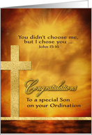 To my Son, Congratulations, Ordination, Scripture, Gold-Effect card