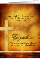 To my Grandson, Congratulations, Ordination, Scripture, Gold-Effect card