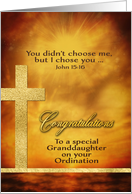 To my Granddaughter, Congratulations, Ordination, Gold-Effect card