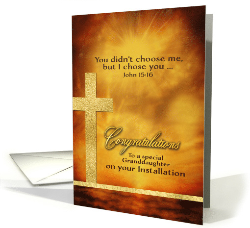 To my Granddaughter, Congratulations, Installation, Gold-Effect card