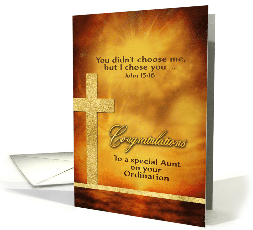 To my Aunt, Congratulations, Ordination, Gold-Effect card (1531356)