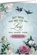 Christian Encouragement, Isaiah 40:31, Roses and Birds, Vintage card