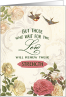 Christian Encouragement, Isaiah 40:31, Roses and Birds, Vintage card