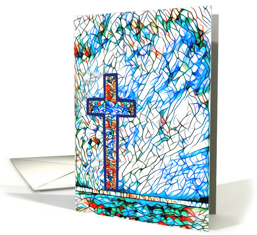 Blank Note Card, Christian, Cross, Stained Glass Window card (1533564)