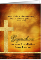 Customizable, Congratulations Installation Pastor, Gold-Effect card