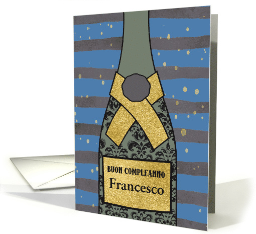Name Customizable, Happy Birthday, Italian, Buon Compleanno, Blue card