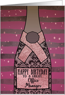 Office Manager, Happy Birthday, Champagne, Foil Sparkle-Effect card