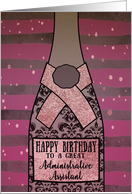 Administrative Assistant, Happy Birthday, Champagne, Sparkle-Effect card
