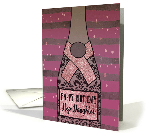 Step Daughter, Happy Birthday, Champagne, Sparkle-Effect card