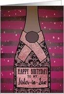 Sister-in-Law, Happy Birthday, Champagne, Sparkle-Effect card