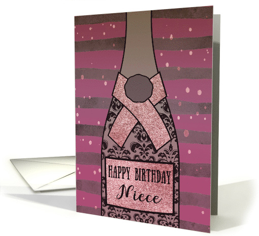 Niece, Happy Birthday, Champagne, Sparkle-Effect card (1534672)
