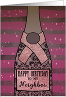 Neighbor, Happy Birthday, Champagne, Sparkle-Effect card