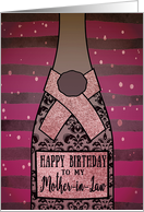 Mother-in-Law, Happy Birthday, Champagne, Sparkle-Effect card