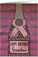 Grandma, Happy Birthday, Champagne, Sparkle-Effect card