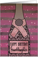 Granddaughter, Happy Birthday, Champagne, Sparkle-Effect card