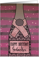 Godmother, Happy Birthday, Champagne, Sparkle-Effect card