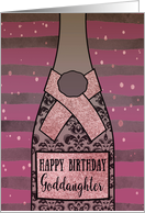 Goddaughter, Happy Birthday, Champagne, Sparkle-Effect card