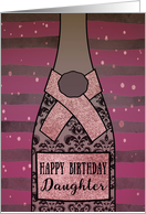 Daughter, Happy Birthday, Champagne, Sparkle-Effect card