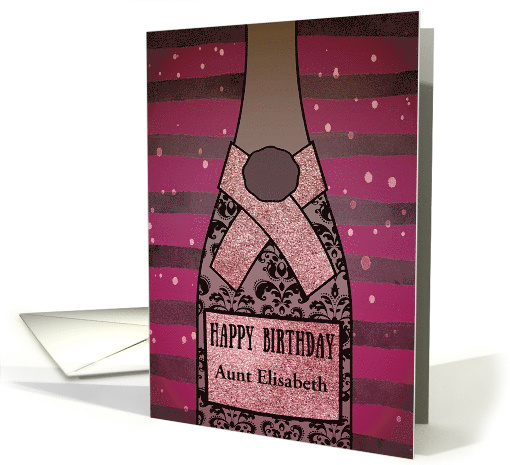 Relation Customizable, Happy Birthday, Champagne, Sparkle-Effect card