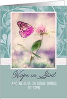 Hope in God, Christian Encouragement, Butterfly and Flower card