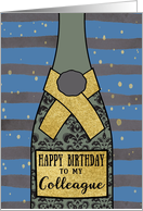 Colleague, Happy Birthday, Business, Champagne, Foil Effect, Blue card