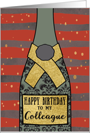 Colleague, Happy Birthday, Business, Champagne, Foil Effect, Red card