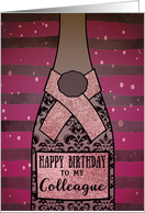 Colleague, Happy Birthday, Business, Champagne, Foil Effect, Purple card