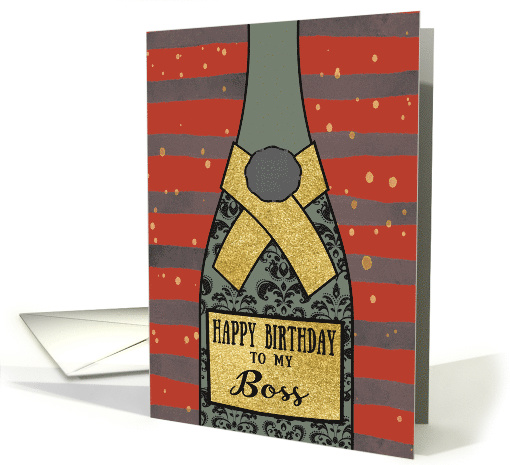 Boss, Happy Birthday, Business, Champagne, Foil Effect, Red card