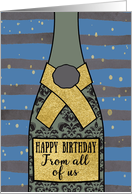 From All Of Us, Birthday, Business, Champagne, Foil Effect, Blue card