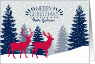 Dear Godmom, Merry Christmas, Reindeer, Landscape card