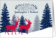 Goddaughter & Husband, Merry Christmas, Reindeer, Landscape card