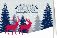 Goddaughter & Family, Merry Christmas, Reindeer, Landscape card