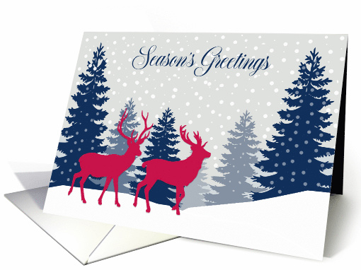 Corporate Season's Greetings, Forest and Reindeer, Red,... (1537104)
