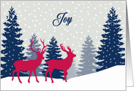 Joy, Christmas, Landscape, Reindeer, Forest, Snowflakes card