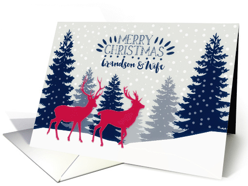 Grandson and his Wife, Merry Christmas, Reindeer, Forest card