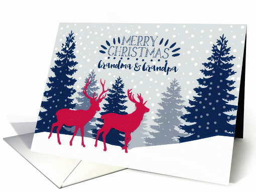 Grandma and Grandpa, Merry Christmas, Reindeer, Forest card (1537936)