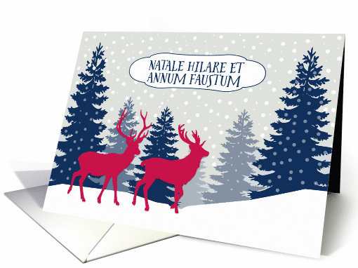 Merry Christmas in Latin, Natale Hilare, Deer in Forest card (1538200)