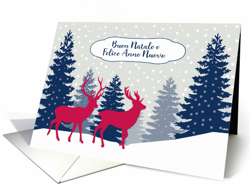 Merry Christmas in Italian, Buon Natale, Deer in Forest card (1538202)