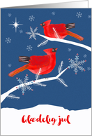 Merry Christmas in Danish, Glaedelig Jul, Cardinal Birds card
