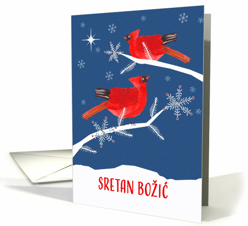 Merry Christmas in Croatian, Cardinal Birds card (1538508)