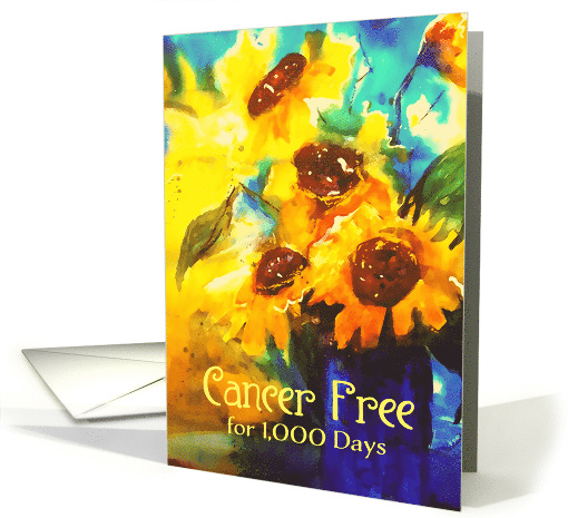 Cancer Free, For 1,000 Days, A Milestone, Painting Sunflowers card
