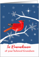 In Remembrance of your beloved Grandson, Christmas, Cardinal Bird card