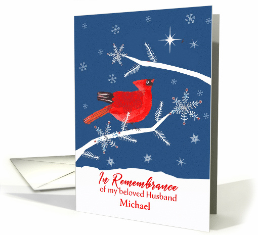 Remembrance, My Beloved Husband, Name Customizable, 1st Christmas card
