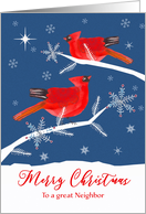 To a great Neighbor, Christmas, Cardinal Birds, Winter Landscape card