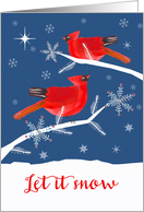 Let it Snow, Christmas, Cardinal Birds, Winter Landscape card