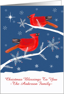 Customizable, Christmas Blessings, Christian, Cardinal Birds, Winter card