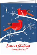 From All of Us, Season’s Greetings, Corporate, Cardinal Birds, Winter card