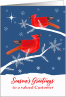 Valued Customer, Season’s Greetings, Corporate, Cardinal Birds, Winter card
