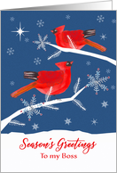 To my Boss, Season’s Greetings, Christmas, Corporate, Cardinal Birds card