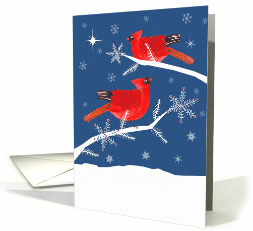 Blank, All Purpose Note Card, Cardinal Birds, Winter Landscape card